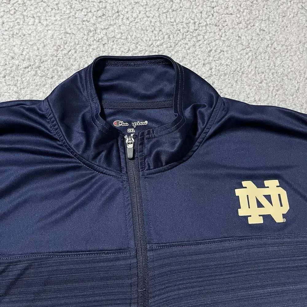 Notre Dame 1/4 Zip Pullover Mens 2XL Champion Long Sleeve Jacket Fighting Irish